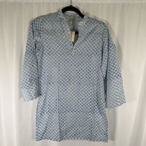 New Anokhi Koki Pajama Top Boys 11Y Blue White Long Sleeve Lightweight Cotton